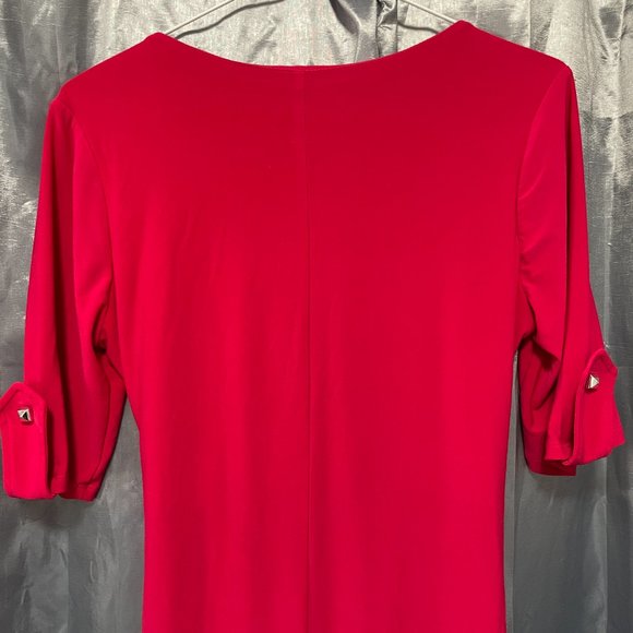 DRESSBARN Hot Pink Corporate Stretchy Wrap Dress Sz 6 - Picture 11 of 12